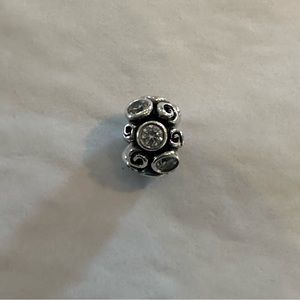 Pandora Sterling Silver Bead Charm with White Crystals